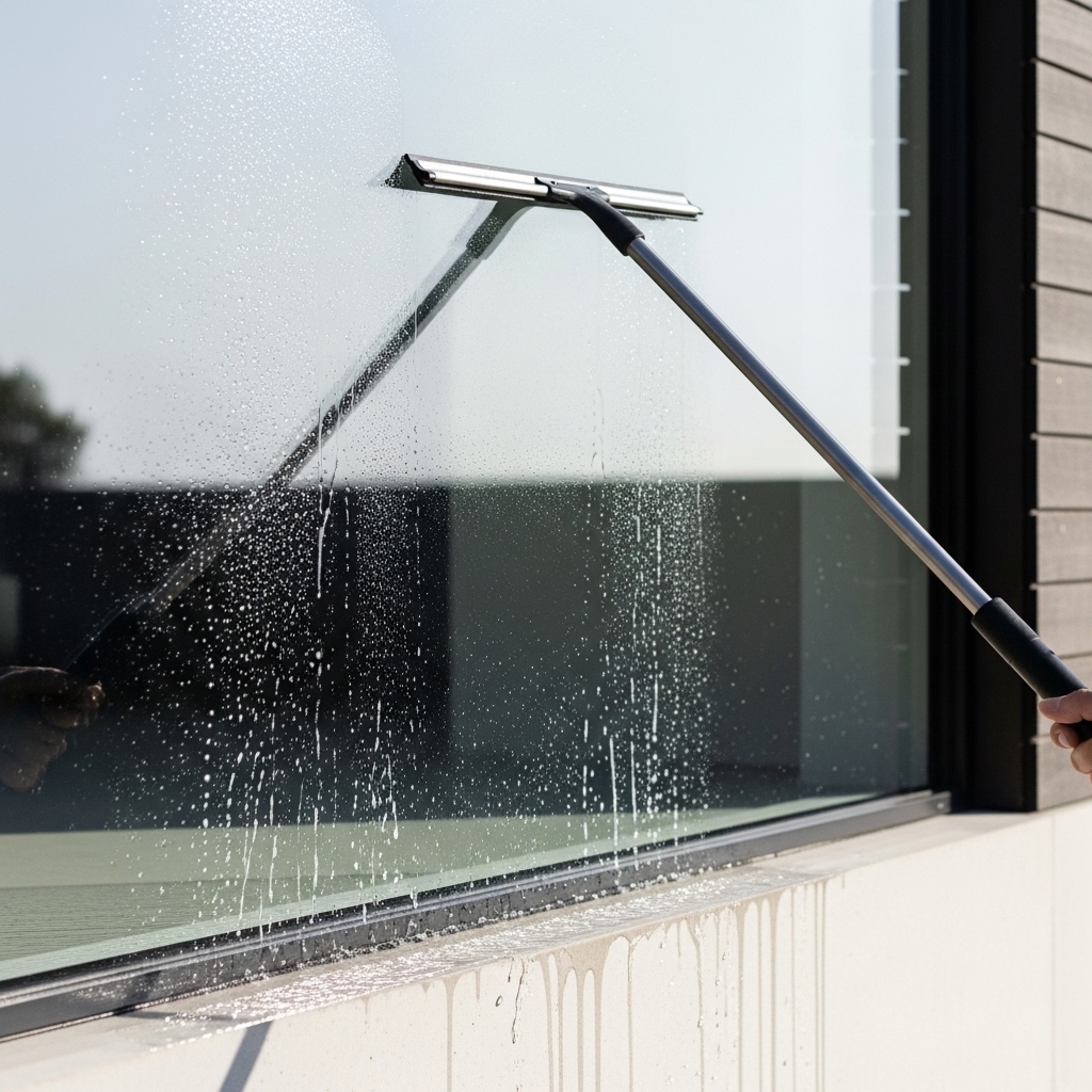 Fensterreinigung mit Abzieher