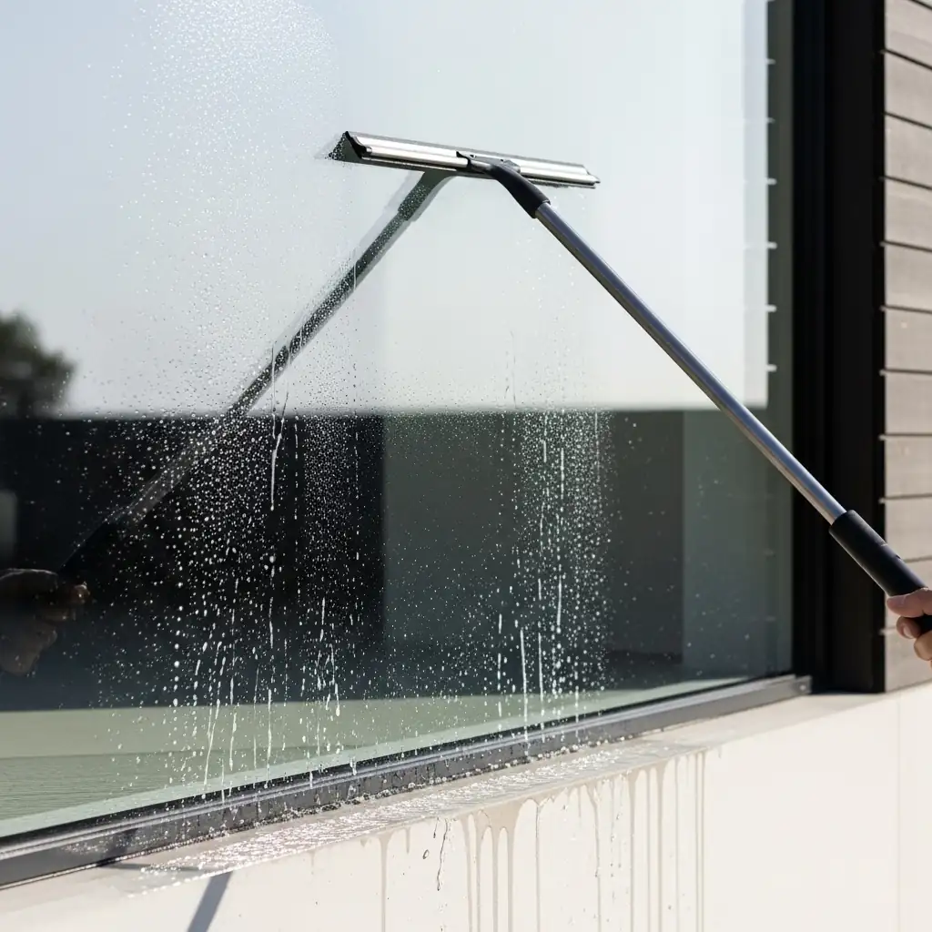 Fensterreinigung mit Abzieher